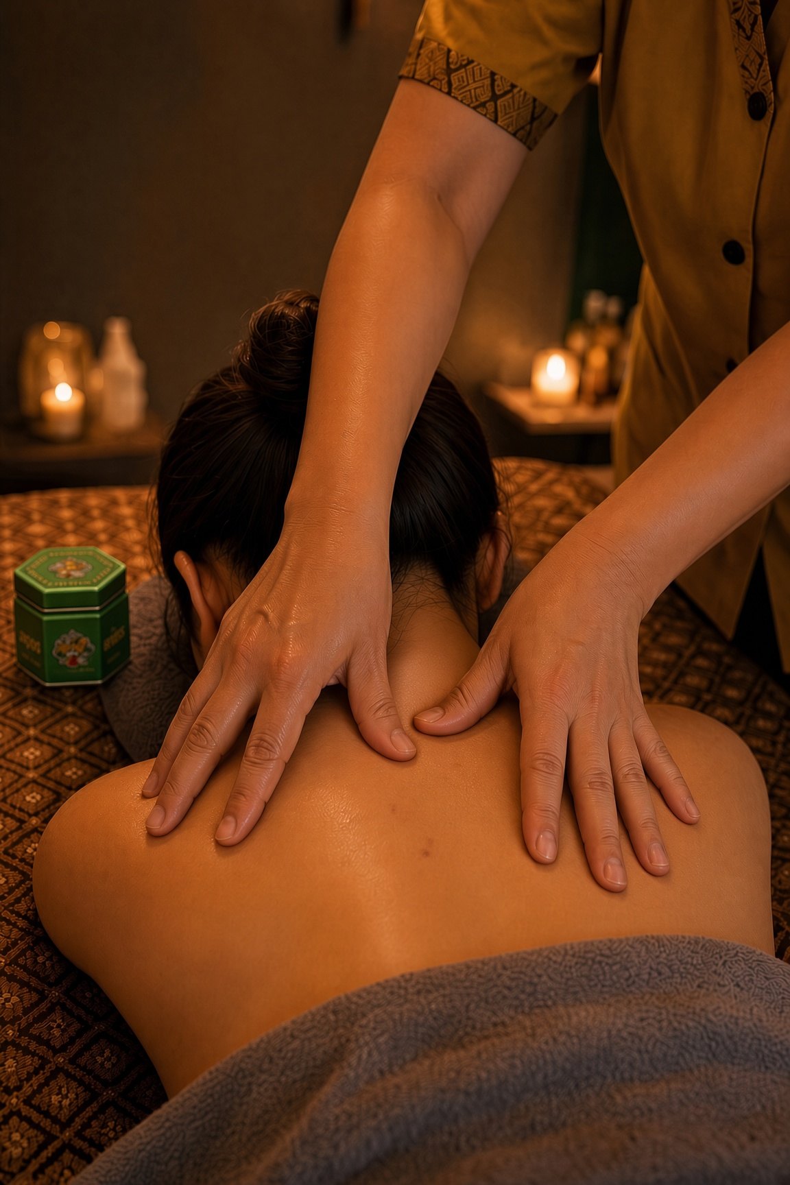 Pen bei einer Kopf- und Nackenmassage im Golden Spoon Studio Holzkirchen